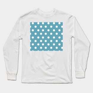 Teal Blue Large Polka Dot Pattern Long Sleeve T-Shirt